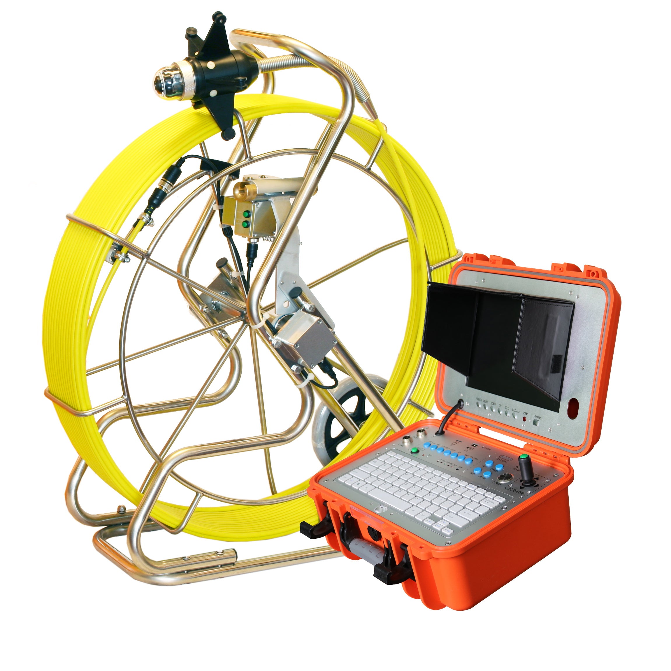 Vividia P8-3201PT Manual Push Reel Sewer Pipe Visual Inspection System with  Pan and Tilt Camera